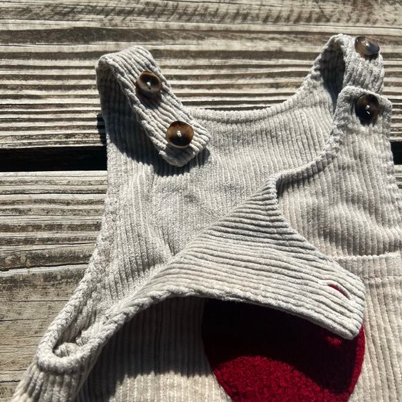 Vintage Corduroy Heart Overalls 2T | Retro Beige Toddler Jumper Cottagecore Baby - Picture 5 of 11